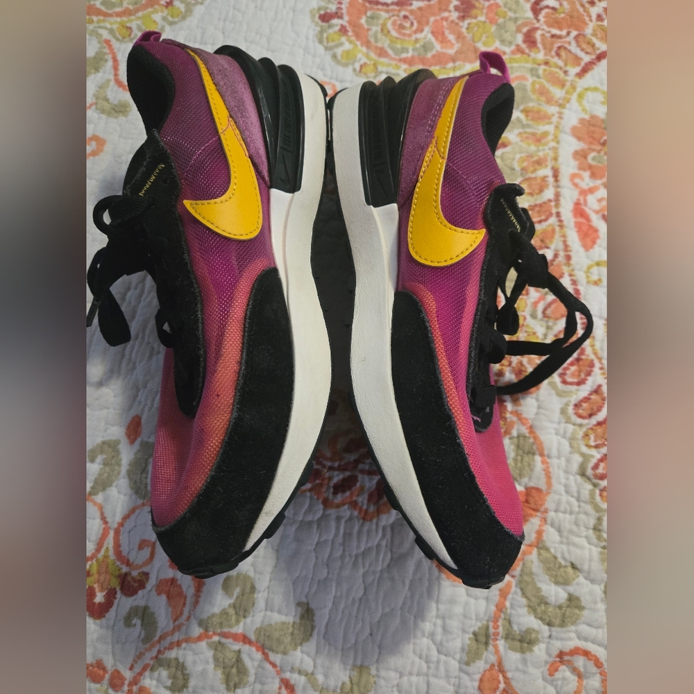 Size 3 Big Girl. Not Baby Size.Nike Fuschia&Yellow Sneakers. See Photos For Wear